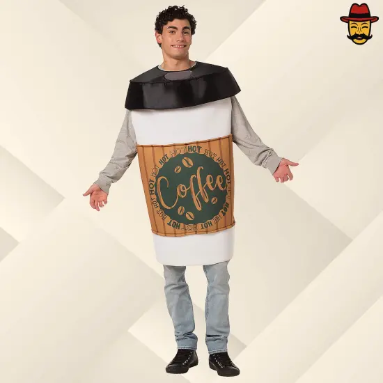 Coffee 2 Go Cup Adult Costume Funny Beverage Tunic Halloween Party Outfit {2}