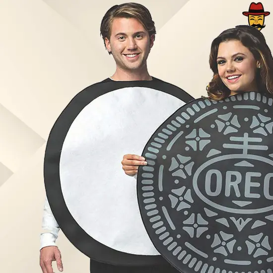 Oreo Couples Costume 2 In One Set Halloween Food Tunics Funny Party Outfit {3}