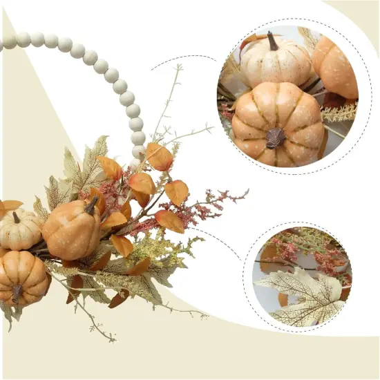 Autumn Wood Bead Pumpkin Fall Wreath {3}