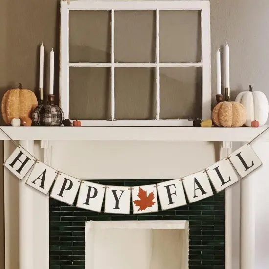 Happy Fall Banner, Vintage Thanksgiving Decor {1}