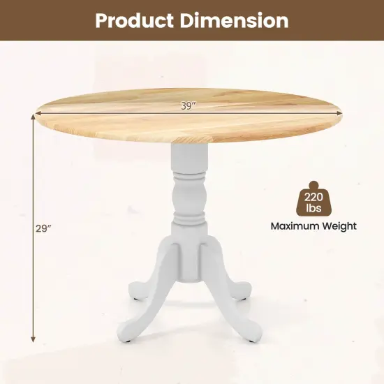Costway Rustic Dining Table Wooden Dining Table with Round Tabletop & Curved Trestle Legs Natural/Walnut/Black/White/White&Walnut/White&Natural {3}