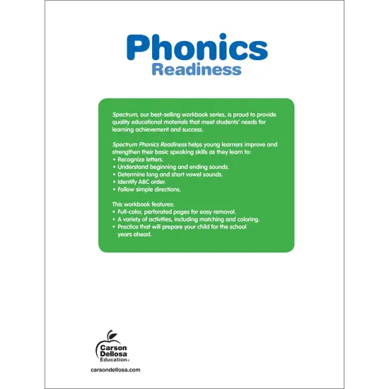 Spectrum Early Years Phonics Readiness Preschool Workbook, Pre K Activity Book Age 4-5 Covering Alphabet, Vowels, Sight Words, Nursery Rhymes, and More, PreK Classroom or Homeschool Curriculum {2}