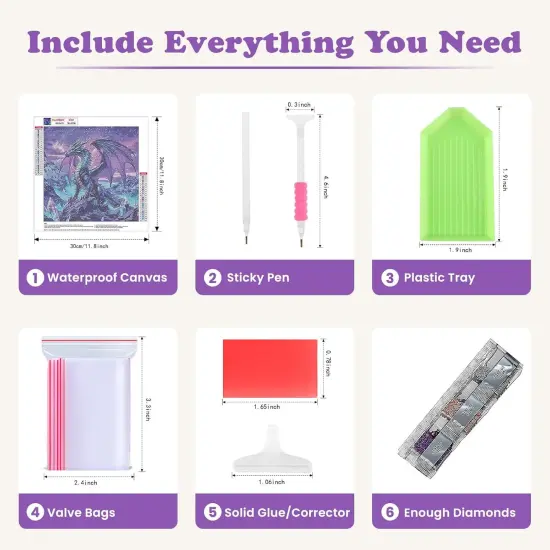 5D Dragon Diamond Painting Kits - 12x12inch (Dragon 01) {4}