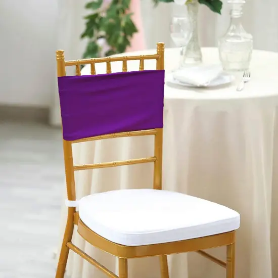 10 Pieces Stretchy Elegant Purple Spandex Chair Bands 7 x 13 Inches {3}