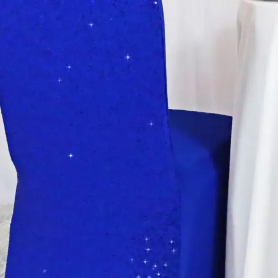 1 Piece Sequin Spandex Banquet Chair Cover Royal Blue Stretch Sparkle Event Decoration {4}