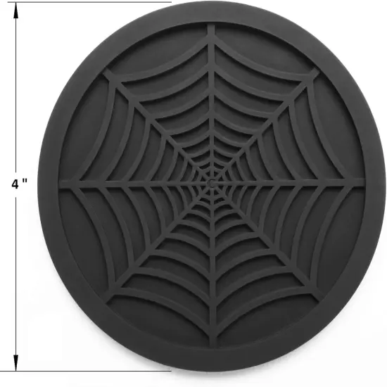 6 Pack Unique Design Spider Drink Coasters, 4" Black Coaster Set {2}