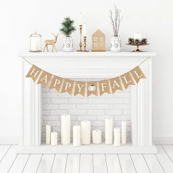 Happy Fall Burlap Banner White {3}