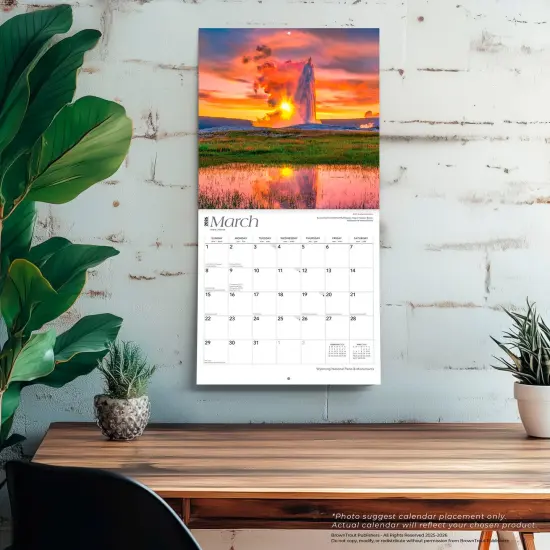 Wyoming National Parks & Monuments | 2026 12 x 24 Inch (Hanging) Monthly Square Wall Calendar | Plastic-Free {5}
