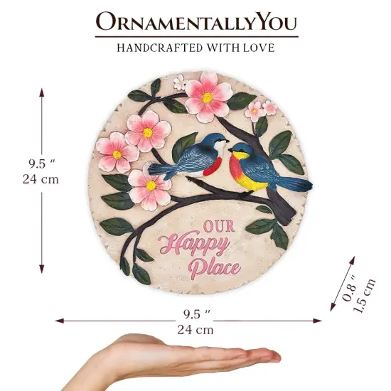 Blossoming Songbirds Positivity Stepping Stone, 9.5" Happiness Garden Decoration and Support Gift {3}