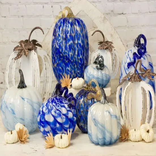 Glass Pumpkin Fall Autumn Harvest Thanksgiving Tabletop {3}