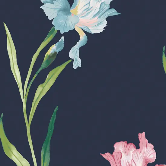 Laura Ashley Hawling Irises Midnight Seaspray Wallpaper {4}