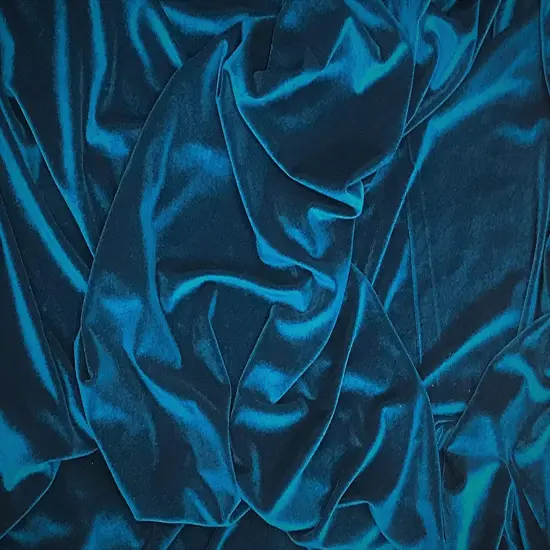 1 Yard Stretch Velvet Fabric Rich Soft Plush 4-Way Stretch Dancewear Costume 58/60" Width Teal Blue {1}