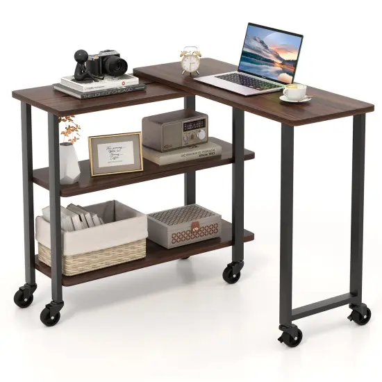 Rotating Sofa Side Table with Wheels Sliding Laptop Desk with Storage Shelves for Small Spaces Natural {10}