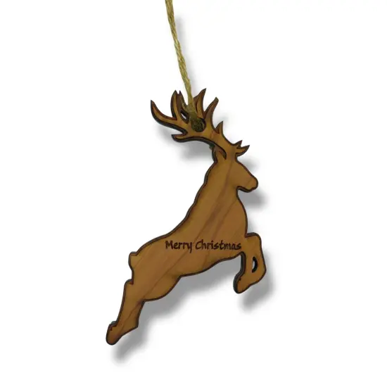 Reindeer Merry Christmas - Cedar Ornament {1}