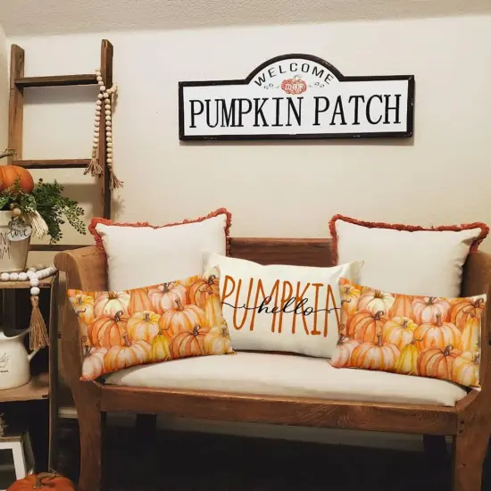 Thanksgiving Pumpkin Throw Pillow Covers 12x20 Inch {5}