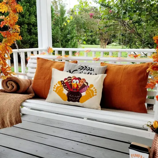 Thanksgiving Turkey Throw Pillow Covers 12x20 Inch for Outside {6}