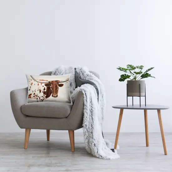 Stupell Industries Rustic Longhorn Cow Indoor Pillow, 14 x 7 x 20 {2}