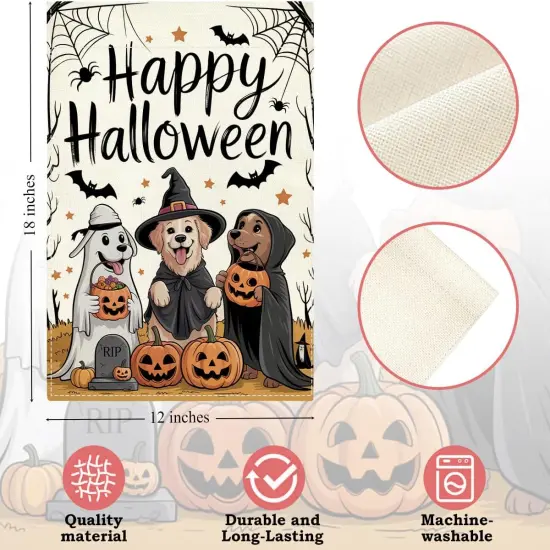 Yard Happy Halloween Dog Pumpkin Garden Flag 12x18(Halloween1) {4}