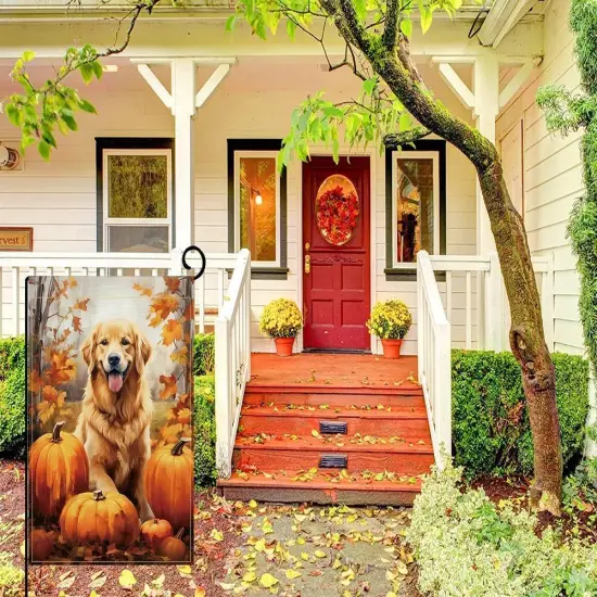 Fall Garden Yard Flag 12x18inch(Fall-Golden Retriever) {4}