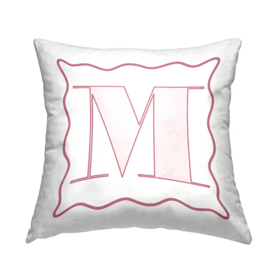Stupell Industries Patterned Pink M Letter Indoor Pillow, 18 x 7 x 18 {1}
