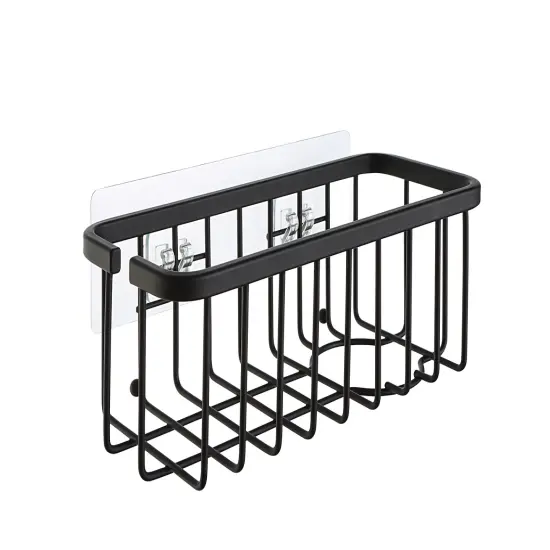 NeverRust Deluxe Kitchen & Bathroom Sink Sponge Holder Organizer with Adhesive Mount Black {2}