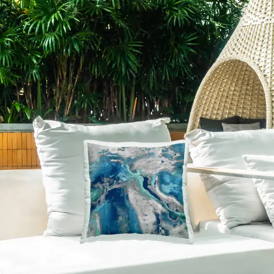 Stupell Industries Abstract Blue Water Foam Swirl Outdoor Pillow, 18 x 7 x 18 {2}