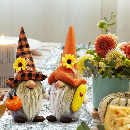 2Pack Thanksgiving Buffalo Plaid Gnome Plush Tomte Swedish Gnomes {3}
