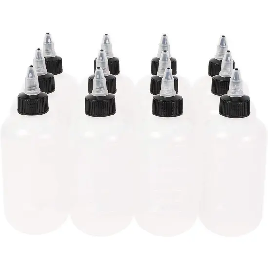 Boston Round Squeeze Bottles with Twist Caps (8 oz, White, 12 Pack) Clear {6}
