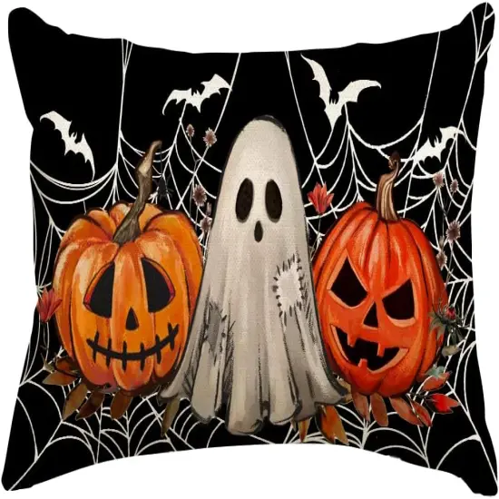 Jack O Lantern Orange Pumpkin Bat Black Outdoor Lumbar Cushion Cases Decoration {1}