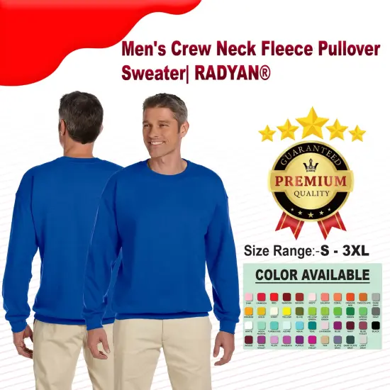 Men's Crew Neck Fleece Pullover Sweater| RADYAN&reg; CHARCOAL {2}