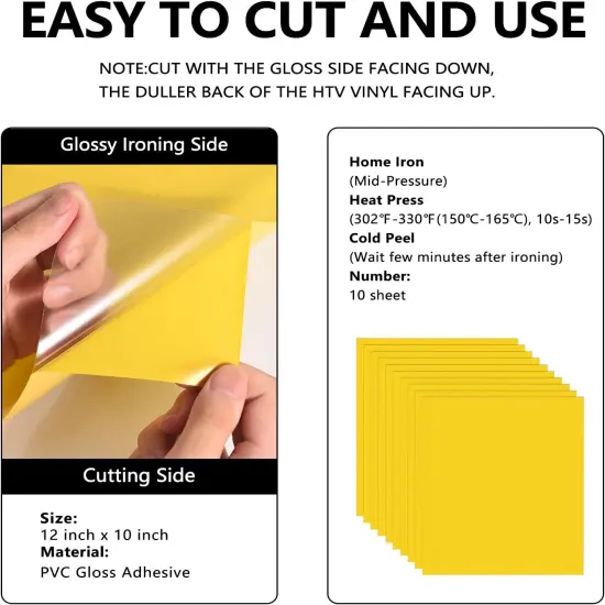 12" x 10" Glossy Yellow Iron on Vinyl for T-Shirt {2}