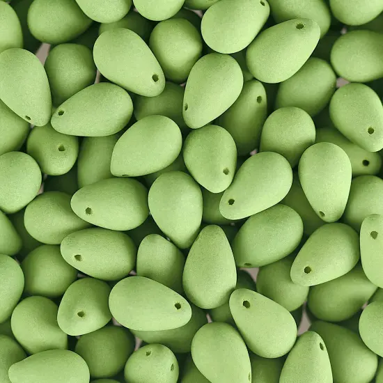 John Bead 114pcs 6x9mm Czech Glass White Alabaster Velvet Drop Bead Strands Soft Lime {1}