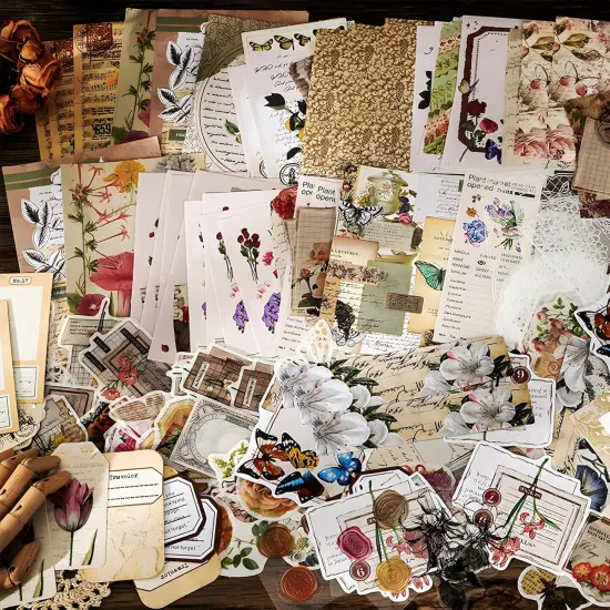 260 PCS Vintage Scrapbook Kit (Flowers) {4}