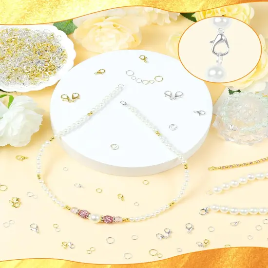 900PCS Lobster Claw Clasps and Jump Rings Set - Silver {5}