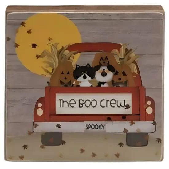Wooden Freestanding Blocks with Vintage Truck and Halloween Fall Designs 2 Asstd. {3}