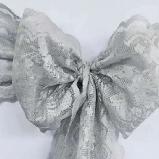 10 Pieces Silver Caspari Lace Chair Sashes for Sophisticated Event Decor 9x108 Inches {3}