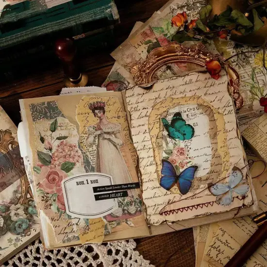 200Pcs Vintage Scrapbook Decorative Paper Set (B) {5}