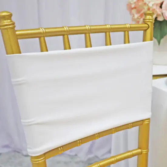 10 Pieces Stretchy White Spandex Chair Bands 7 x 13 Inches {4}