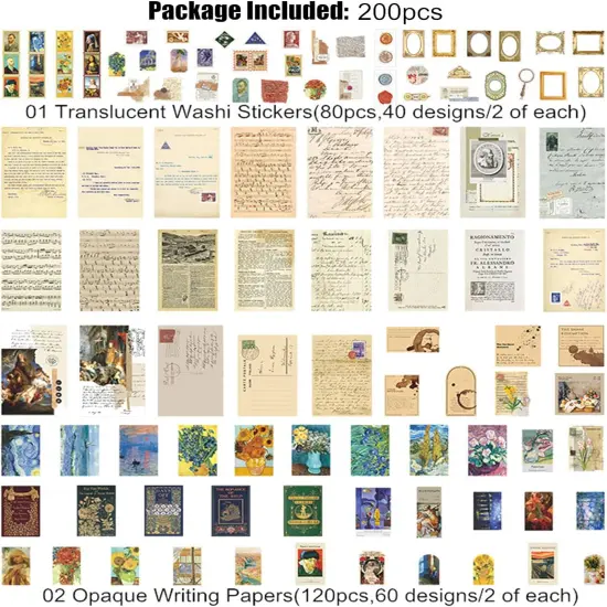 200PCS Vintage Scrapbooking Supplies Kit (Artistic) {2}