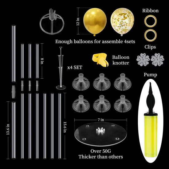 Black and Gold Party Decorations - Balloon Stand Table Centerpieces (Set 4) {2}
