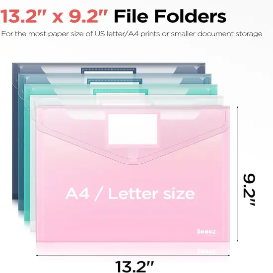 10Pack Envelopes, Clear Folders for Documents, Trendy Colors, Super Heavyweight Plastic Document Holders, Storage Pouches, File Envelopes for School & {4}