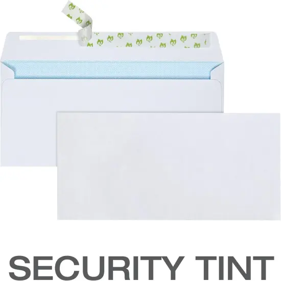 #10 Security Envelopes, No Window, Redi-Strip Self Seal Envelopes, 24-lb White Wove, 4-1/8" x 9-1/2", 100 per Box (QUA69117) {3}