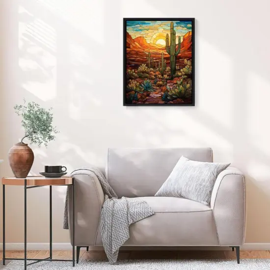 Arizona Desert Diamond Painting DIY 5D, Numbering Kit, Native America Crystal Rhinestone Diamond Painting Mountain Landscape Pictures Cacti Plants Artwork Home Decor {3}