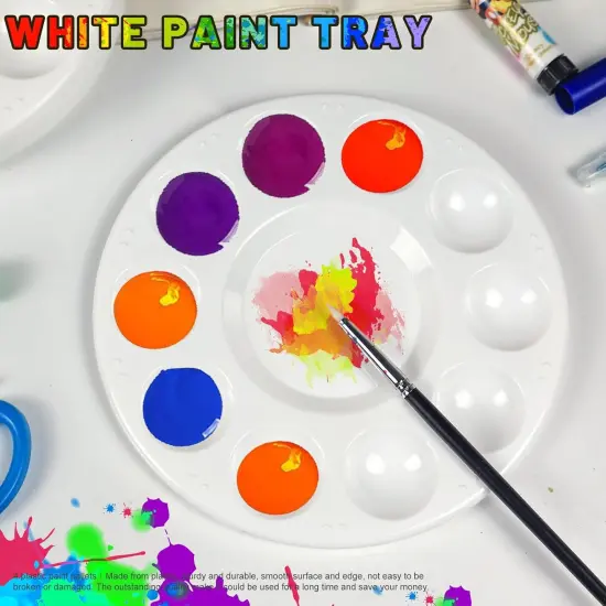 22pcs Art Paint Tray Palette Plastic Pallet for Kids or Pupils to Painting, DIY Craft,Play Party at Home, Kindergarten or School, White {3}