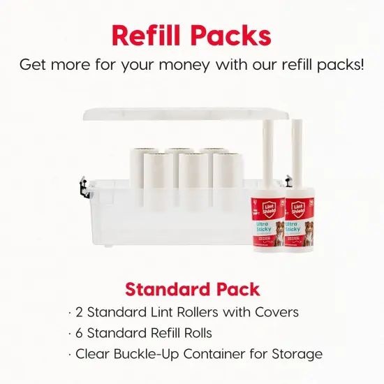 IRIS USA Extra Sticky Lint Roller, Standard Pack Comes with Storage Box and Refills, 90 Sheets/Roll, 720 Sheets Total {2}