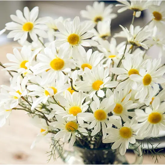 10pcs Artificial Daisy Flowers Flower Arrangements for Home Hotel Office Wedding Party Garden Craft Art Decor Each Approx 21" High No Vase White {5}