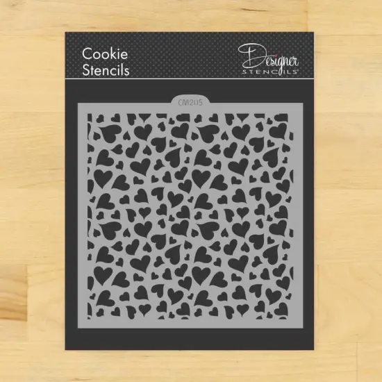 Flowing Hearts Cookie & Craft Stencil | CM205 by Designer Stencils | Cookie Decorating Tools | Baking Stencils for Royal Icing, Airbrush, Dusting Powder | Craft Stencils for Canvas, Paper, Wood | Reusable Food Grade Stencil {2}