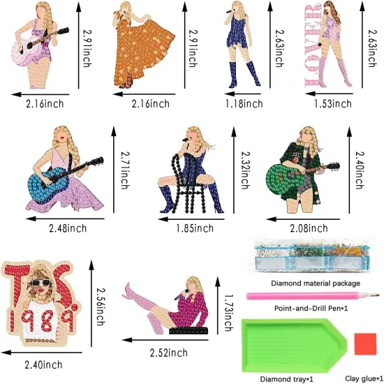Diamond Painting Stickers Kits for Adults, 9 PS Music Diamond Painting Stickers with Tools, DIY Singer Sticker Set for Beginners, Diamond Craft Supplies for Decor {3}