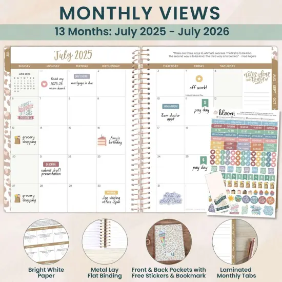 bloom daily planners 2025-26 Academic Planner, Soft Cover, 8.5" x 11", Tan Leopard {3}
