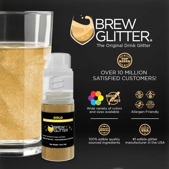 Brew Glitter - Gold Edible Drink Glitter (4g, Mini Spray Pump) for Beer, Cocktails and Beverages {2}